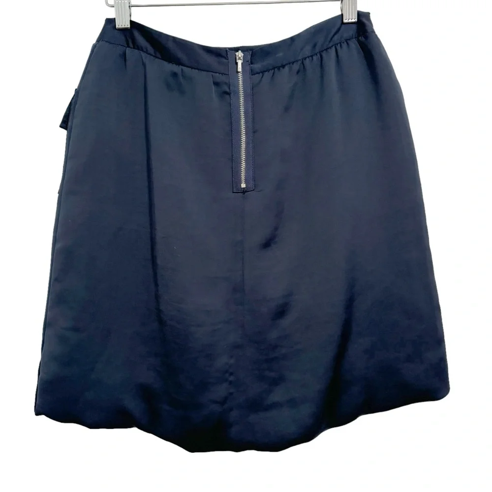 Tory Burch Silky Pleated Parch Pocket Navy Skirt 4